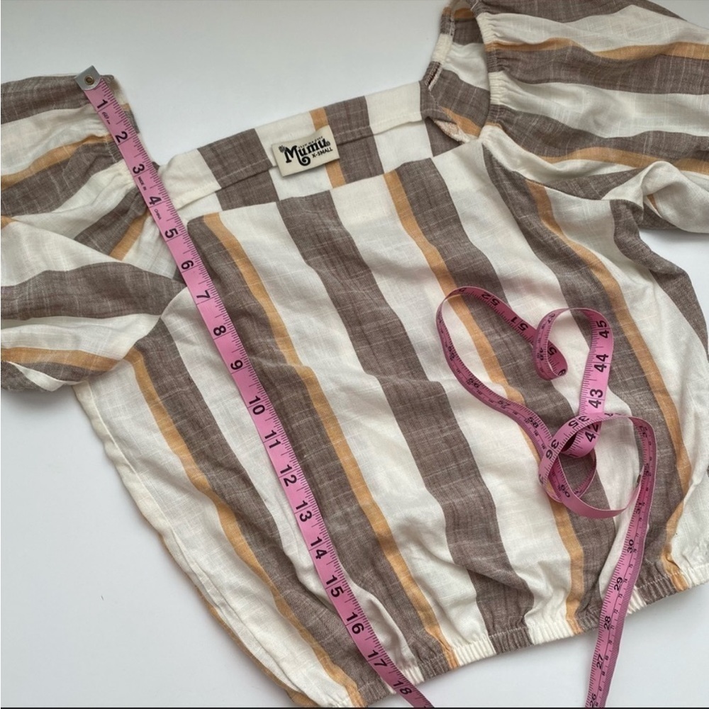 Show Me Your MuMu Striped Crop Top - Brown, Cream, Orange - Picture 5 of 8